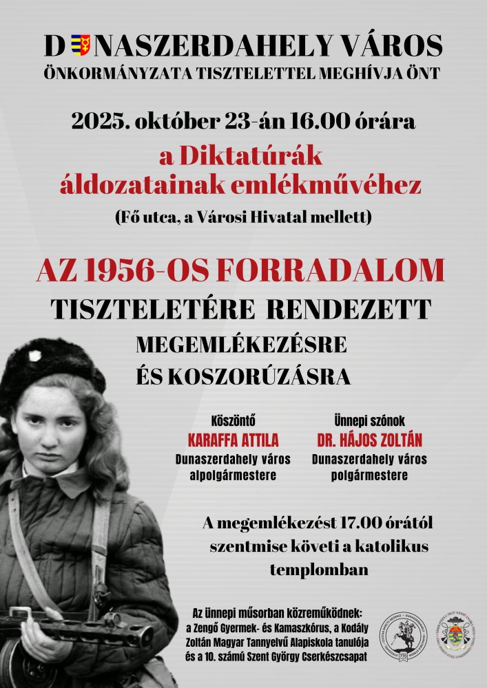 Spomienkové podujatie a kladenie vencov na počesť revolúcie a boja za slobodu z roku 1956.