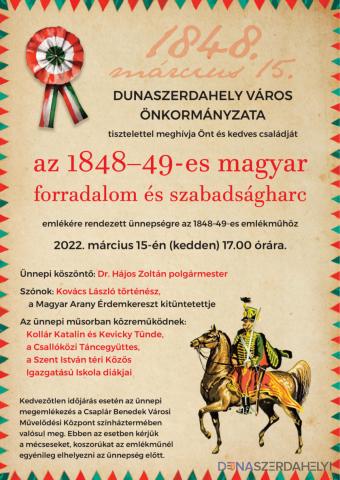 Március 15-én az 1848/49-es forradalomra és szabadságharcra emlékezik Dunaszerdahely