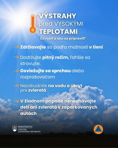 Výstraha pred vysokými teplotami