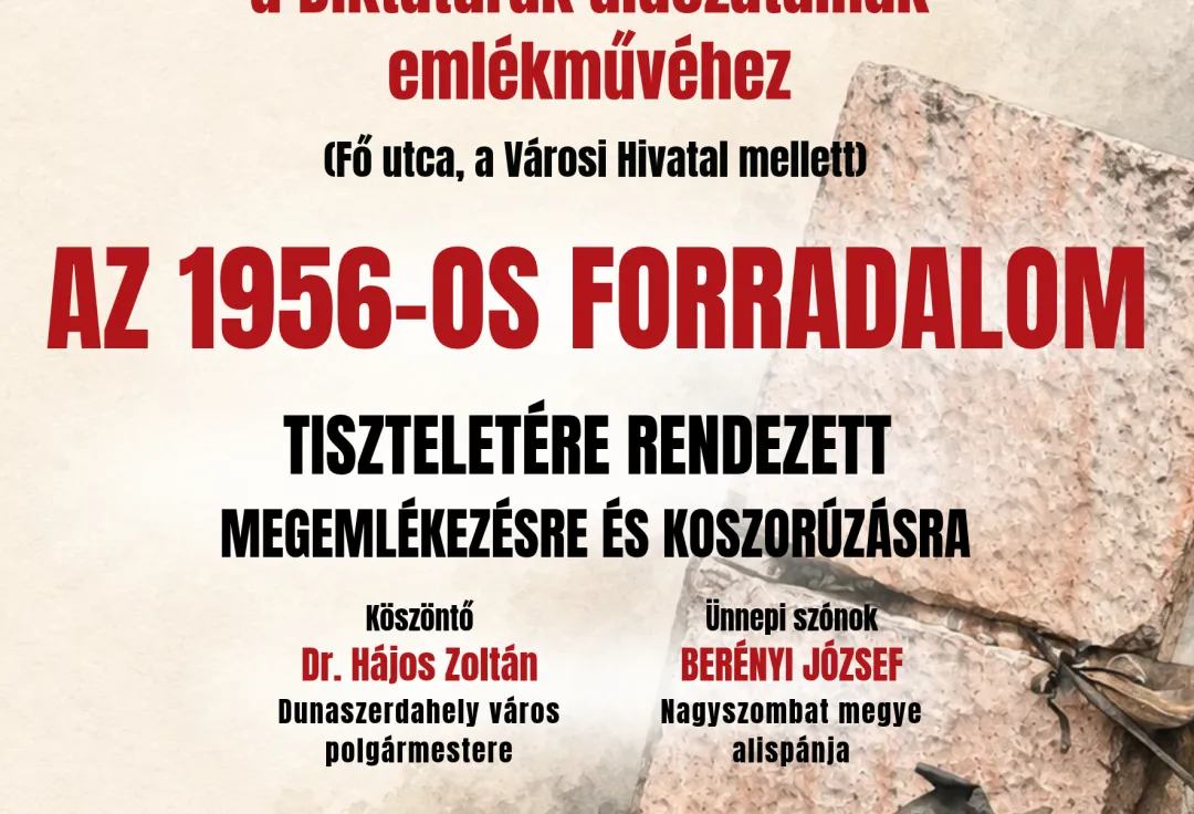 Az 1956-os forradalom tiszteletére rendezett megemlékezés és koszorúzás