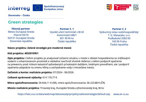Informačná tabuľa k projektu Green strategies